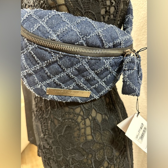 NWT Kurt Geiger Small Brixton Denim Quilt Belt Bag - Picture 10 of 14
